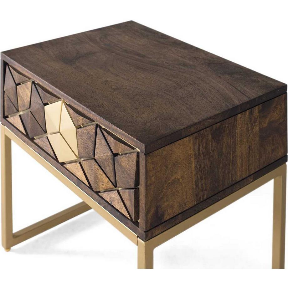 mutoni Table de nuit Rado bois de manguier brun  