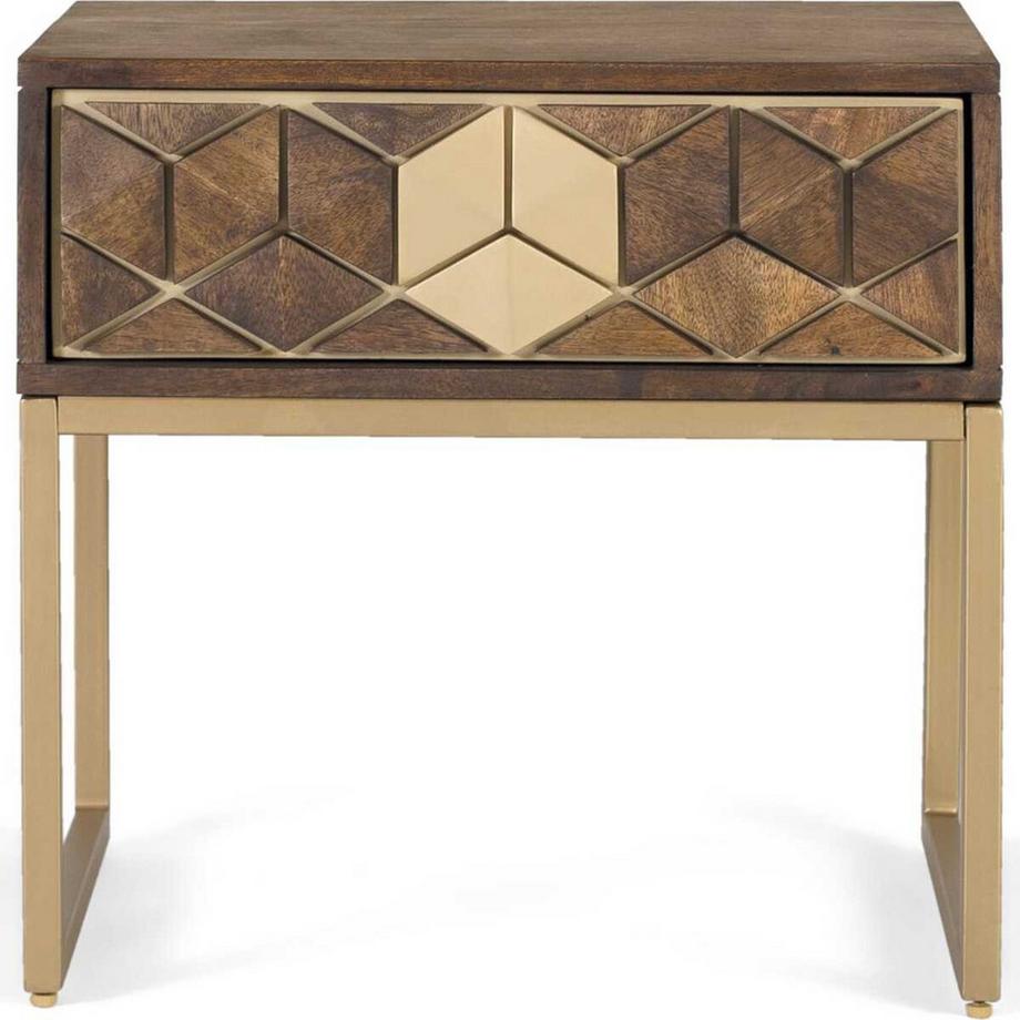 mutoni Table de nuit Rado bois de manguier brun  