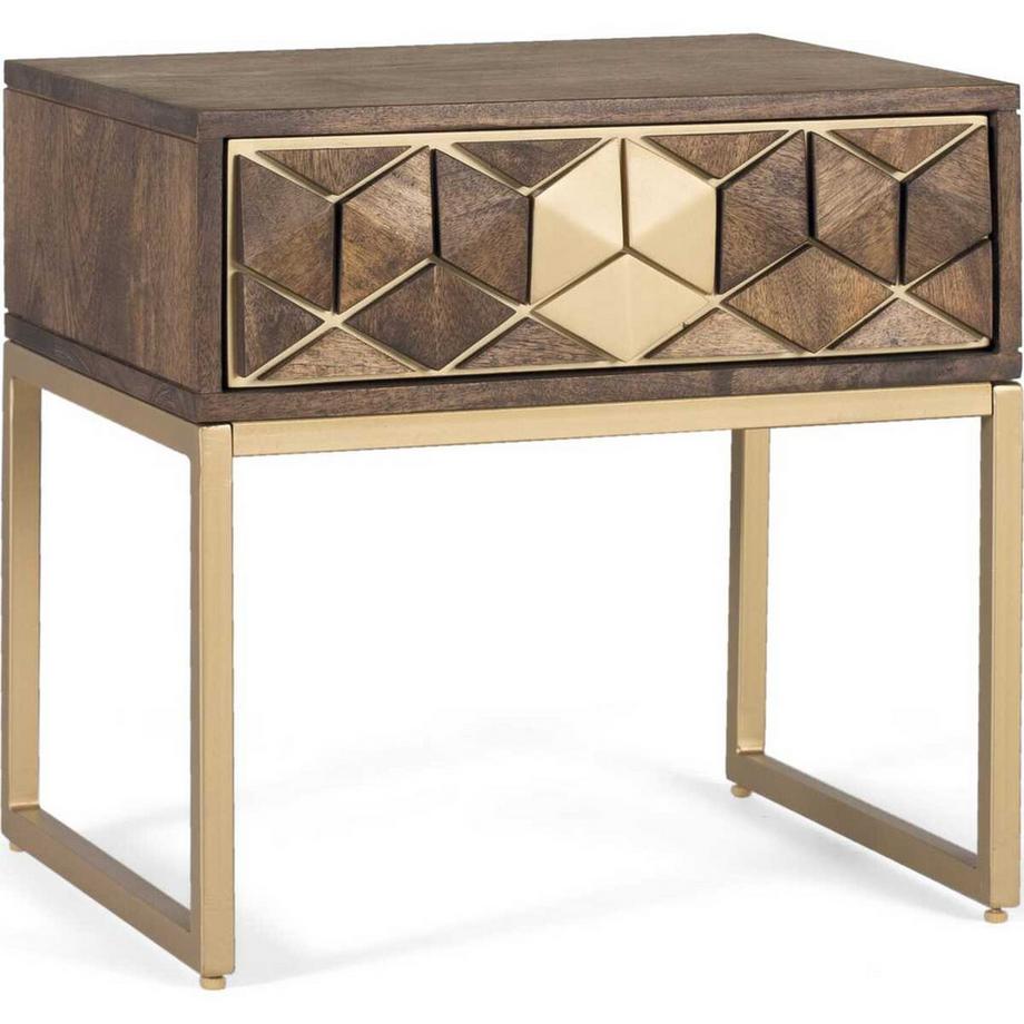 Table de nuit Rado bois de manguier brun