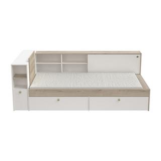 Vente-unique Letto 90 x 200 cm Con vani portaoggetti Bianco e Naturale + Rete - LIARA  