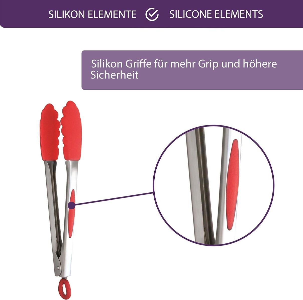 mastrad  Küchenzange Edelstahl & Silikon 26cm Grau 