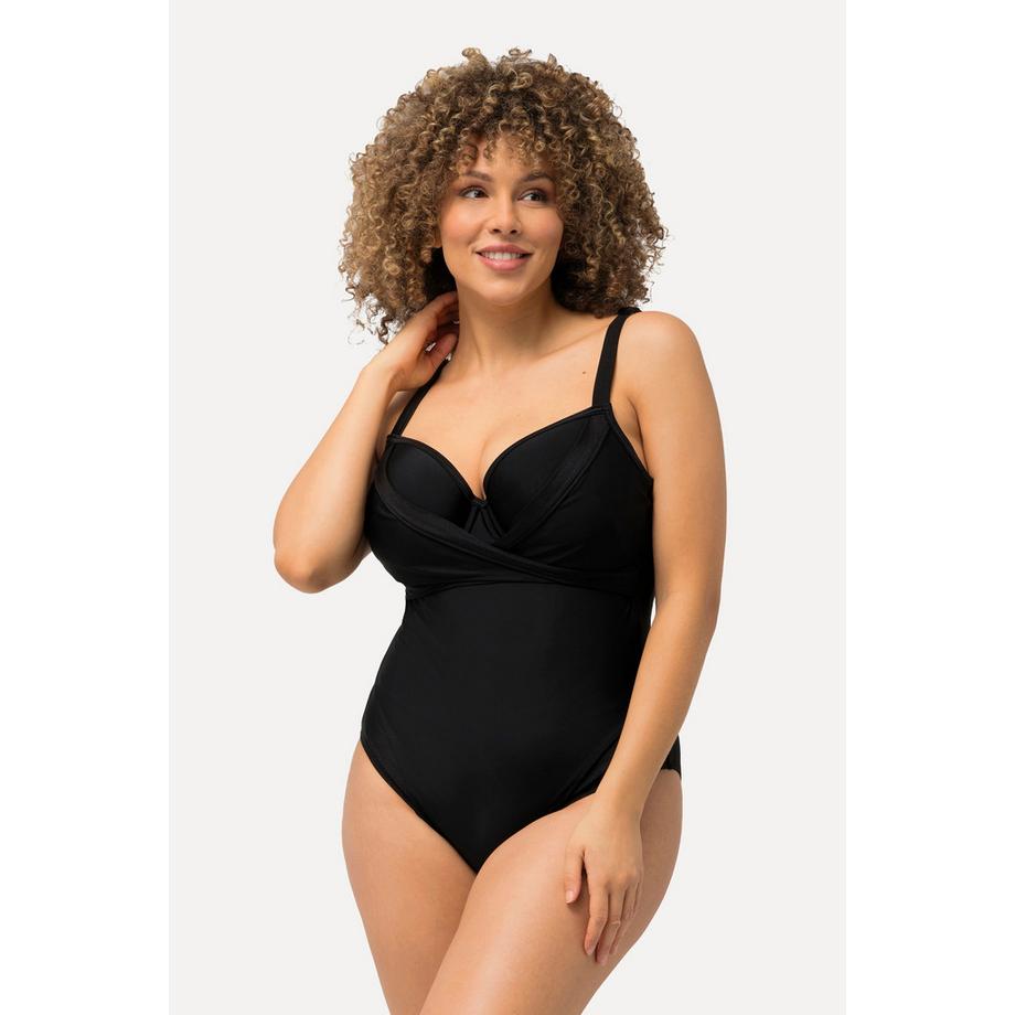 Ulla Popken Costume da bagno drappeggiato con coppe morbide e ferretto  