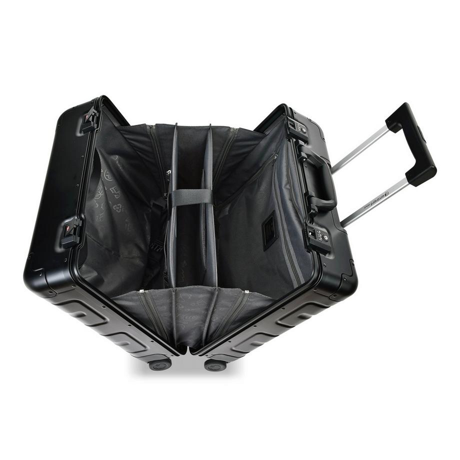 Eminent Gold  Athens Pilotenkoffer Schwarzes Aluminium 4 Rollen 