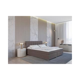 DREAMEA Set letto boxspring testata + reti + materasso + topper SIERO di DREAMEA tessuto grigio  