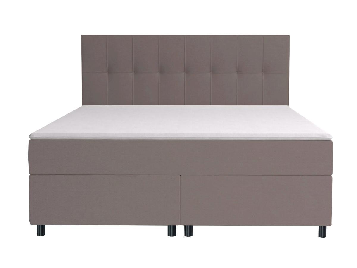 DREAMEA Set letto boxspring testata + reti + materasso + topper SIERO di DREAMEA tessuto grigio  