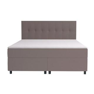 DREAMEA Set letto boxspring testata + reti + materasso + topper SIERO di DREAMEA tessuto grigio  