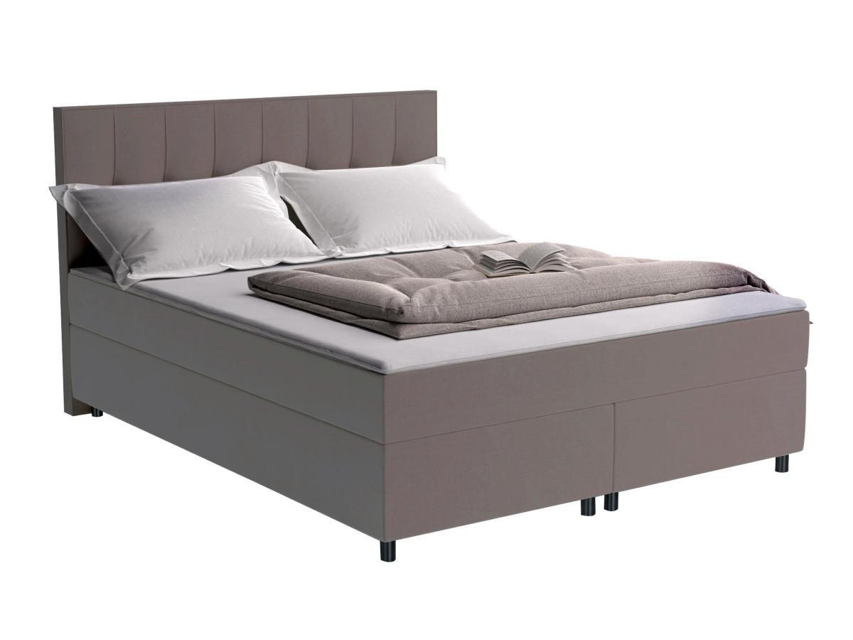 DREAMEA Set letto boxspring testata + reti + materasso + topper SIERO di DREAMEA tessuto grigio  