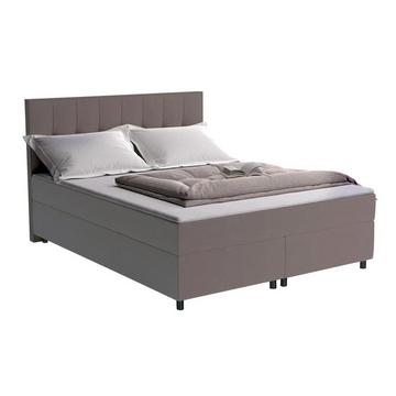 Set letto boxspring testata + reti + materasso + topper SIERO di DREAMEA tessuto grigio