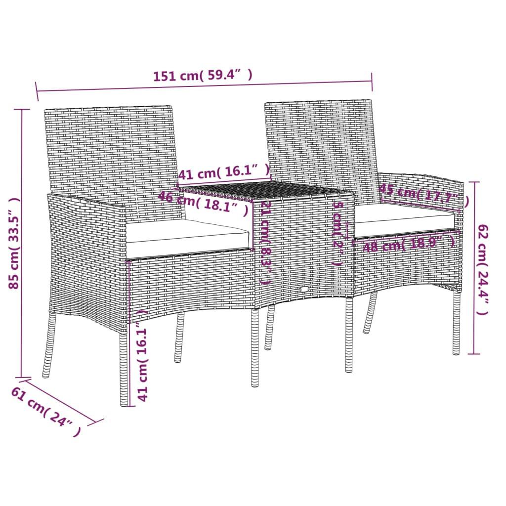 VidaXL Canapé de jardin avec table basse rotin synthétique  