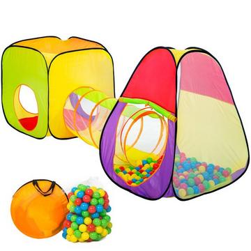 Tenda gioco per bambini a piramide con tunnel, 200 sfere e borsa