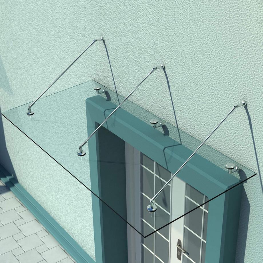 Northio Vordach Glasvordach Sicherheitsglas Edelstahl 200X90Cm  