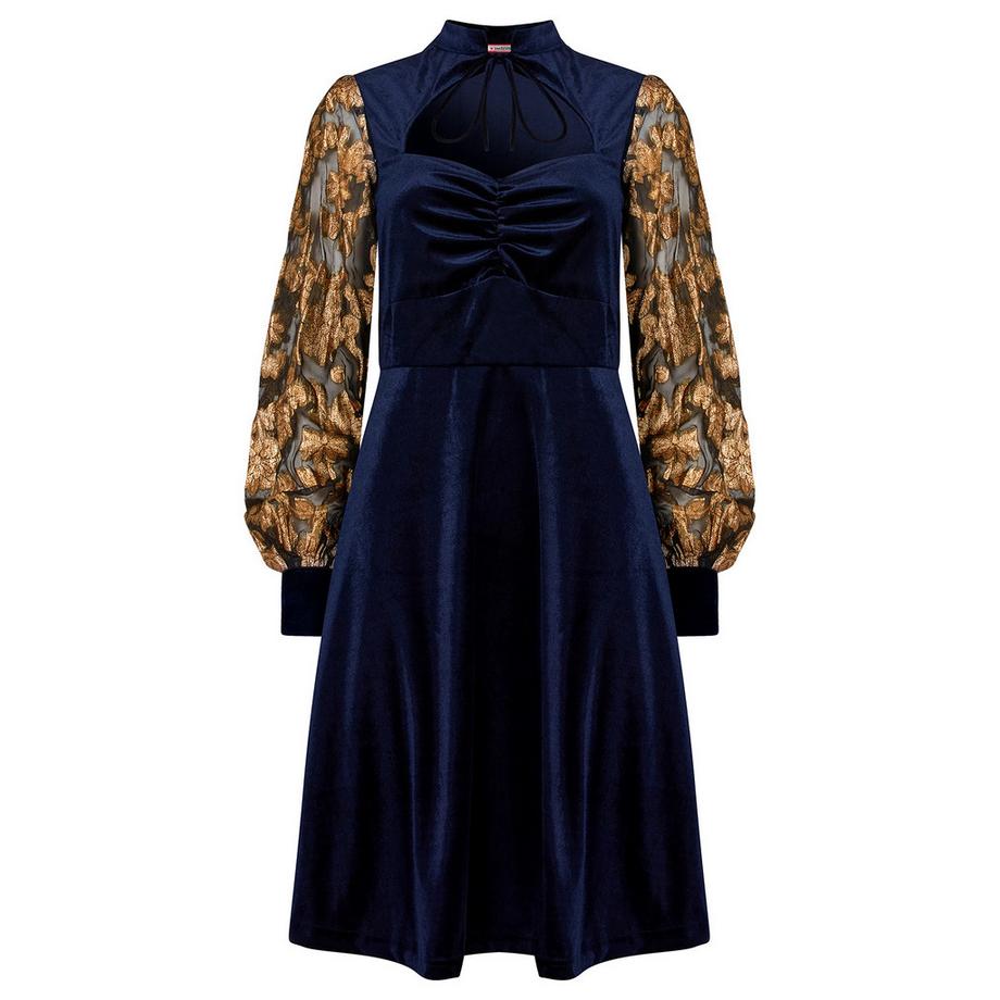 Joe Browns Velours Kleid mit bestickten Ärmeln  