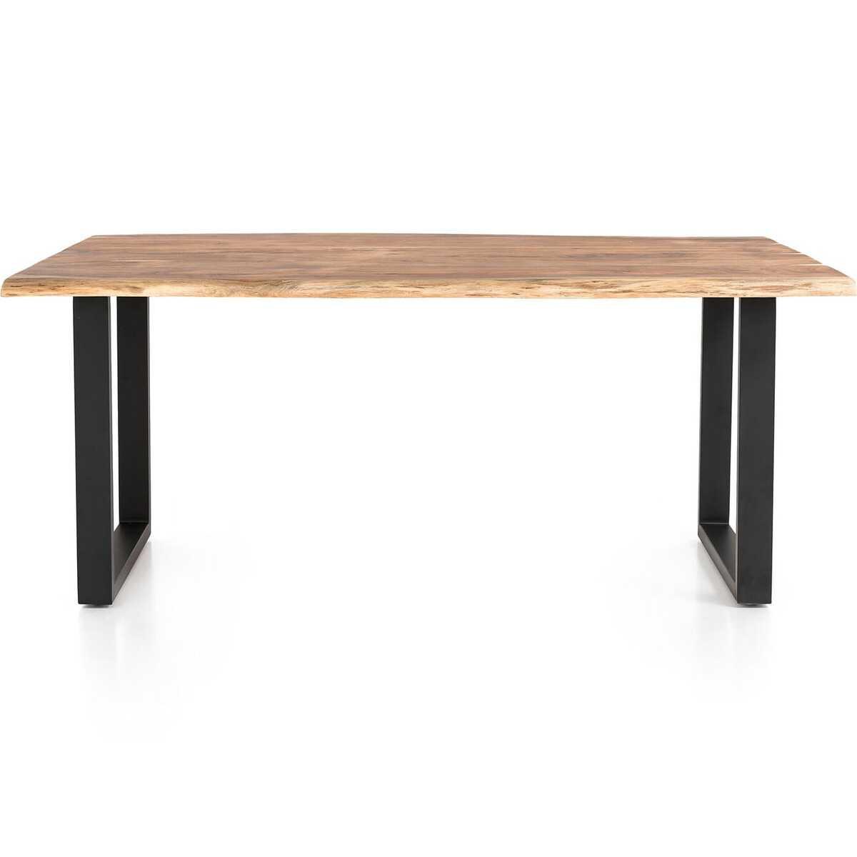 mutoni Table de salle à manger acacia naturel pied en U 140x80  