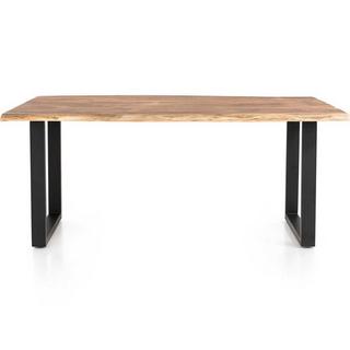 mutoni Table de salle à manger acacia naturel pied en U 140x80  