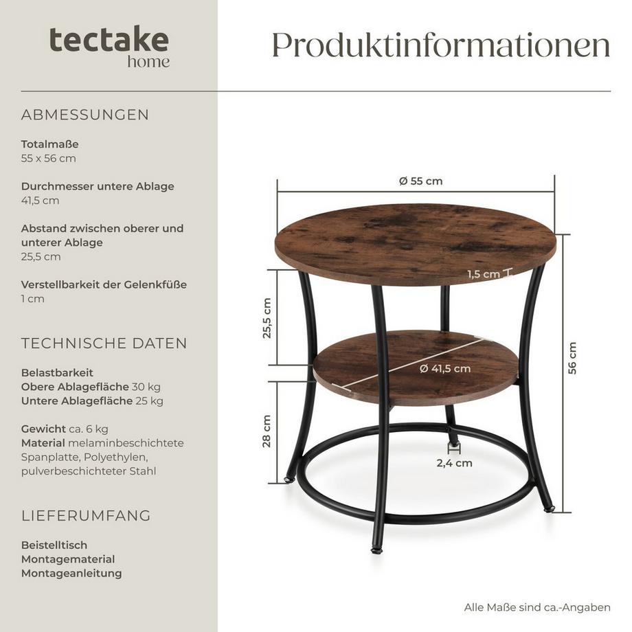 Tectake Tavolino Saint Louis Stile industriale  