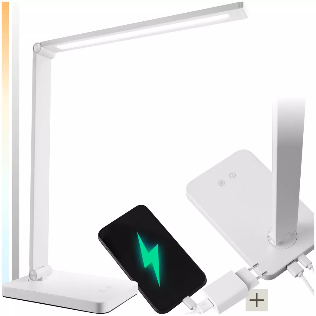 Tectake – Schreibtischlampe Novaly, LED, dimmbar, klappbar, 5W, Weiss