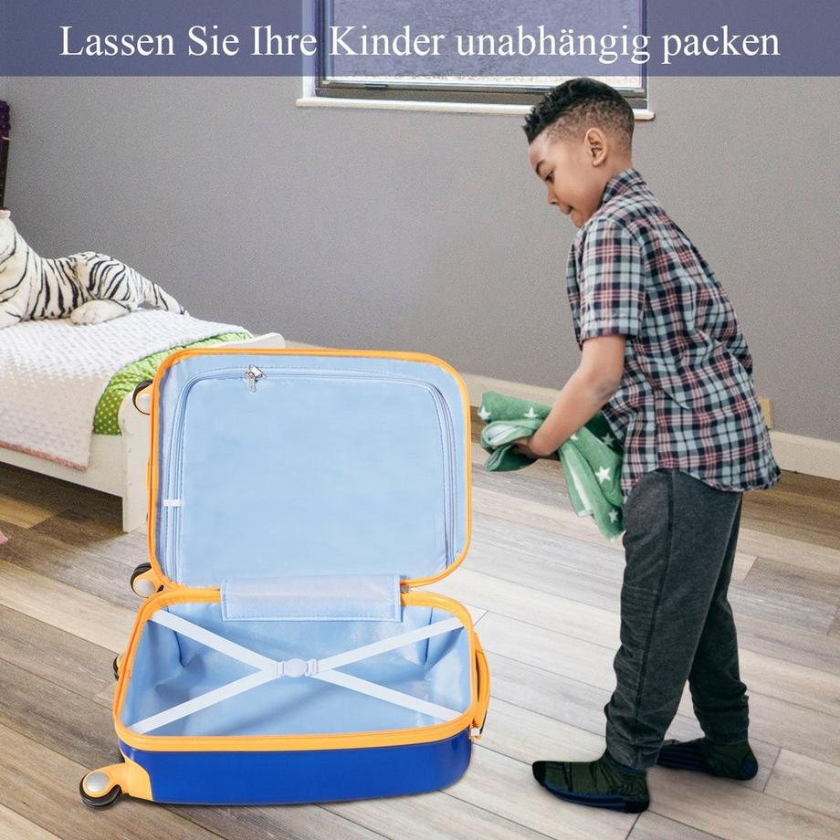 Northix  2tlg. Kinderkoffer + Rucksack aus Kunststoff Kindertrolley Kindergepäck Astronauten 