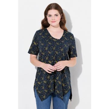 Maglia, linea ad A, scollo a V, manica 3/4, cotone biologico