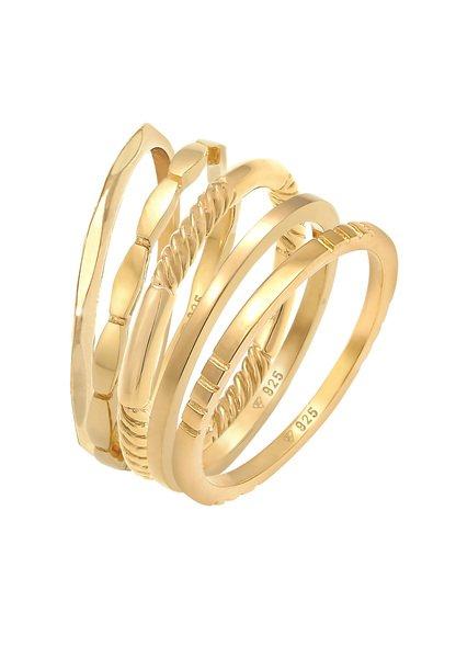 Image of Ring Stapelringe Stacking Bandringe 5er Set Damen Gold 52mm