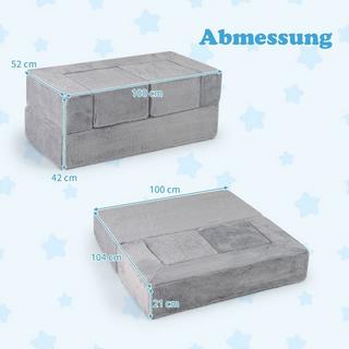Northix Modulares Kindersofa Spielsofa aus Schaumstoff mit abnehmbarem Plüschbezug Grau  