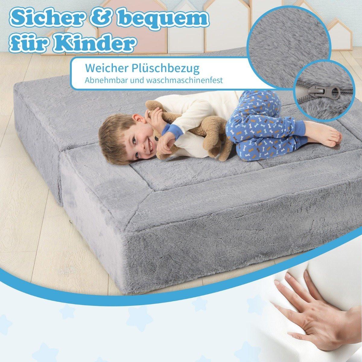 Northix Modulares Kindersofa Spielsofa aus Schaumstoff mit abnehmbarem Plüschbezug Grau  