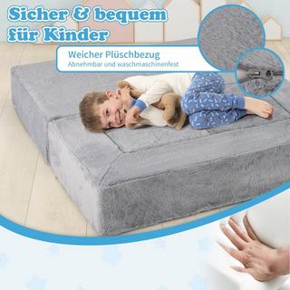 Northix Modulares Kindersofa Spielsofa aus Schaumstoff mit abnehmbarem Plüschbezug Grau  