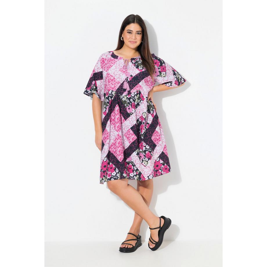 Ulla Popken Abito Taglio Svasato Scollo a Tunica Mezze Maniche  