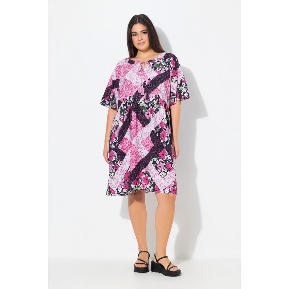 Ulla Popken Abito Taglio Svasato Scollo a Tunica Mezze Maniche  