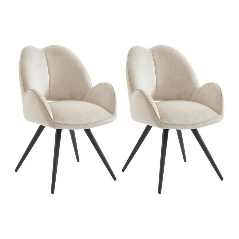 Maison Céphy Sedia girevole con braccioli in Tessuto e Metallo Nero Beige - Lotto di 2 - GULSUN della Maison Céphy  