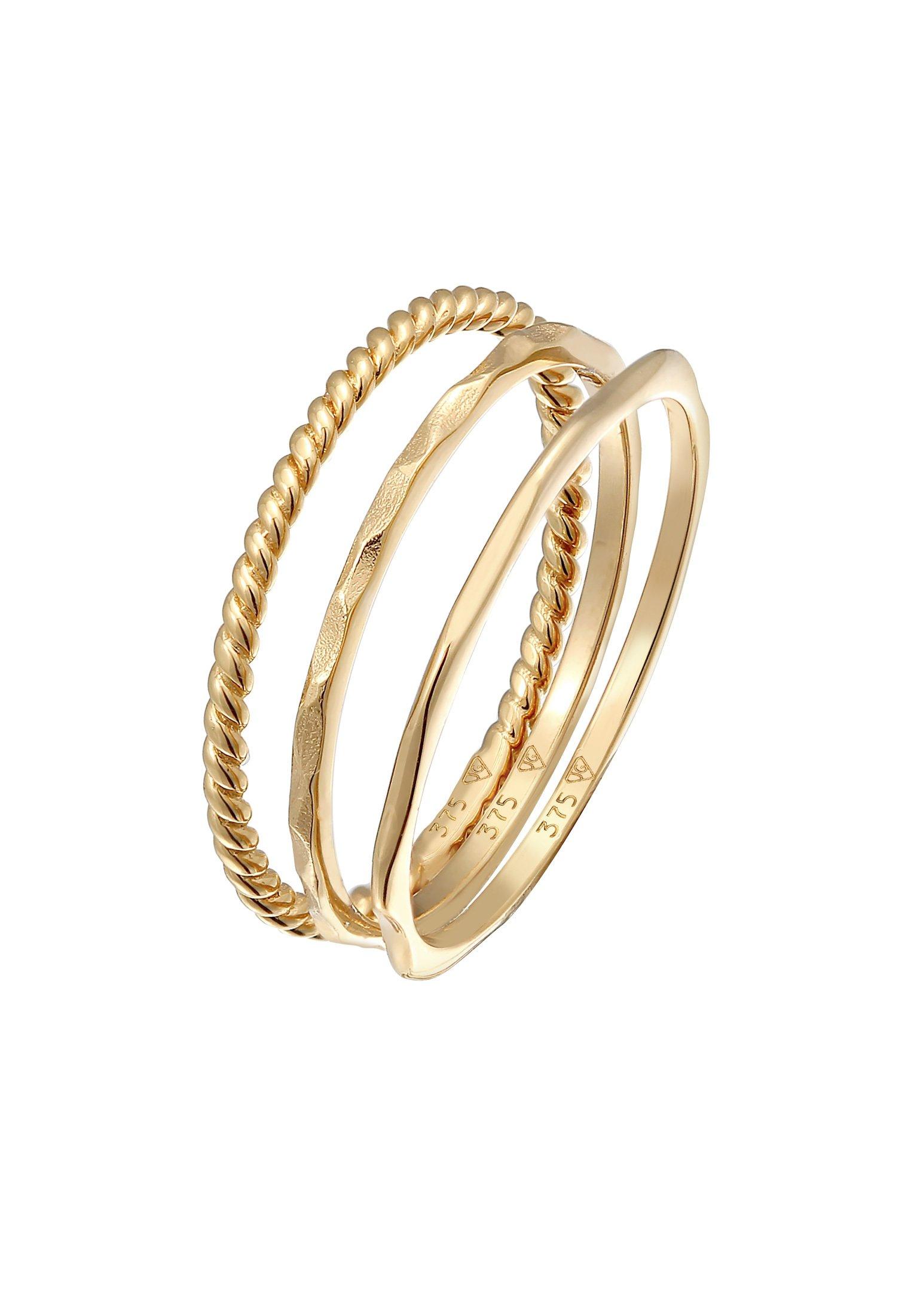 Elli  Ring Stapelringe Stacking Bandring 3Er Set 375 Gelbgold 