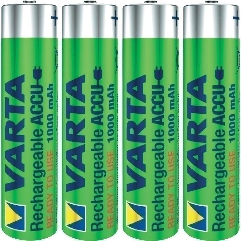 VARTA  Batteria ricaricabile Ni-MH AAA | 1,2 V DC | 1000 mAh | Precaricata | Scheda da 4 blister 