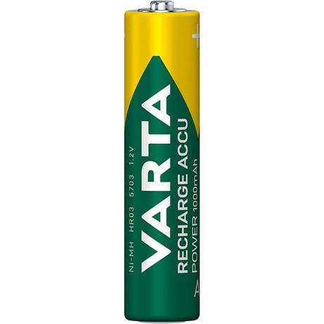 VARTA  Batteria ricaricabile Ni-MH AAA | 1,2 V DC | 1000 mAh | Precaricata | Scheda da 4 blister 