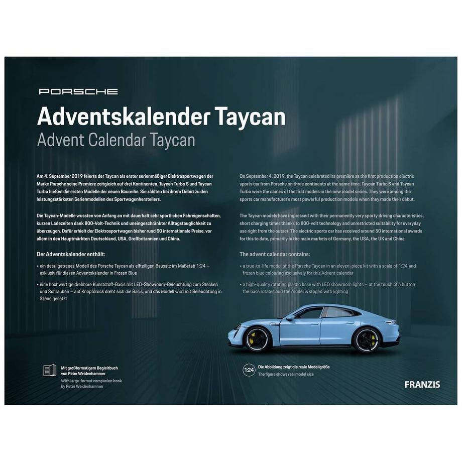 FRANZIS Modellfahrzeug Adventskalender Porsche Taycan  
