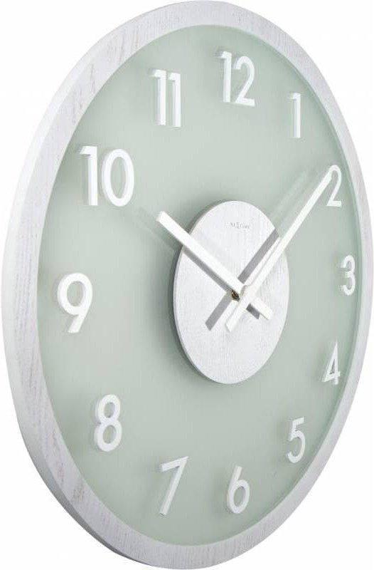 NeXtime Wanduhr Frosted Wood Ø 50 cm Weiss  