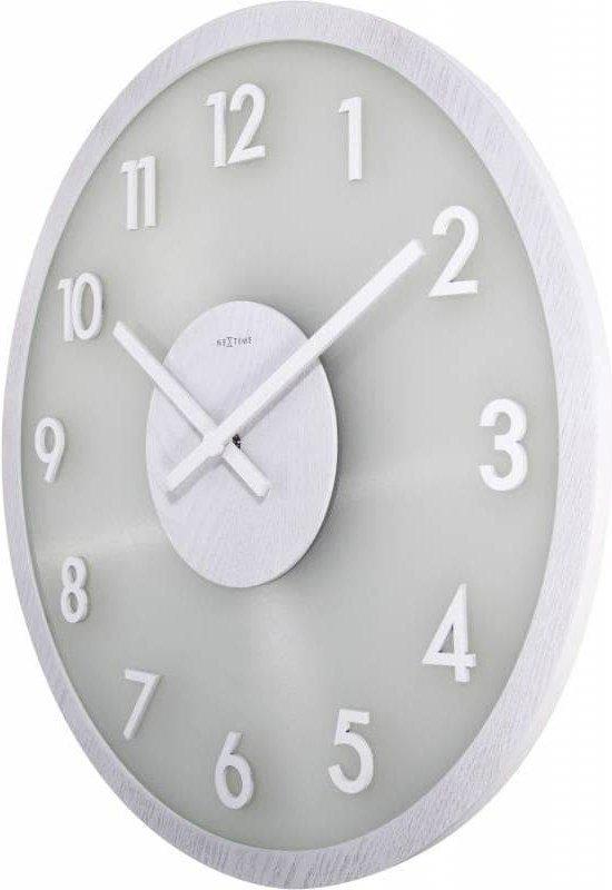 NeXtime Wanduhr Frosted Wood Ø 50 cm Weiss  