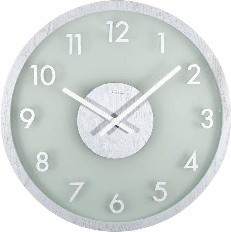 NeXtime Wanduhr Frosted Wood Ø 50 cm Weiss  