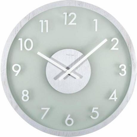 NeXtime Wanduhr Frosted Wood Ø 50 cm Weiss  