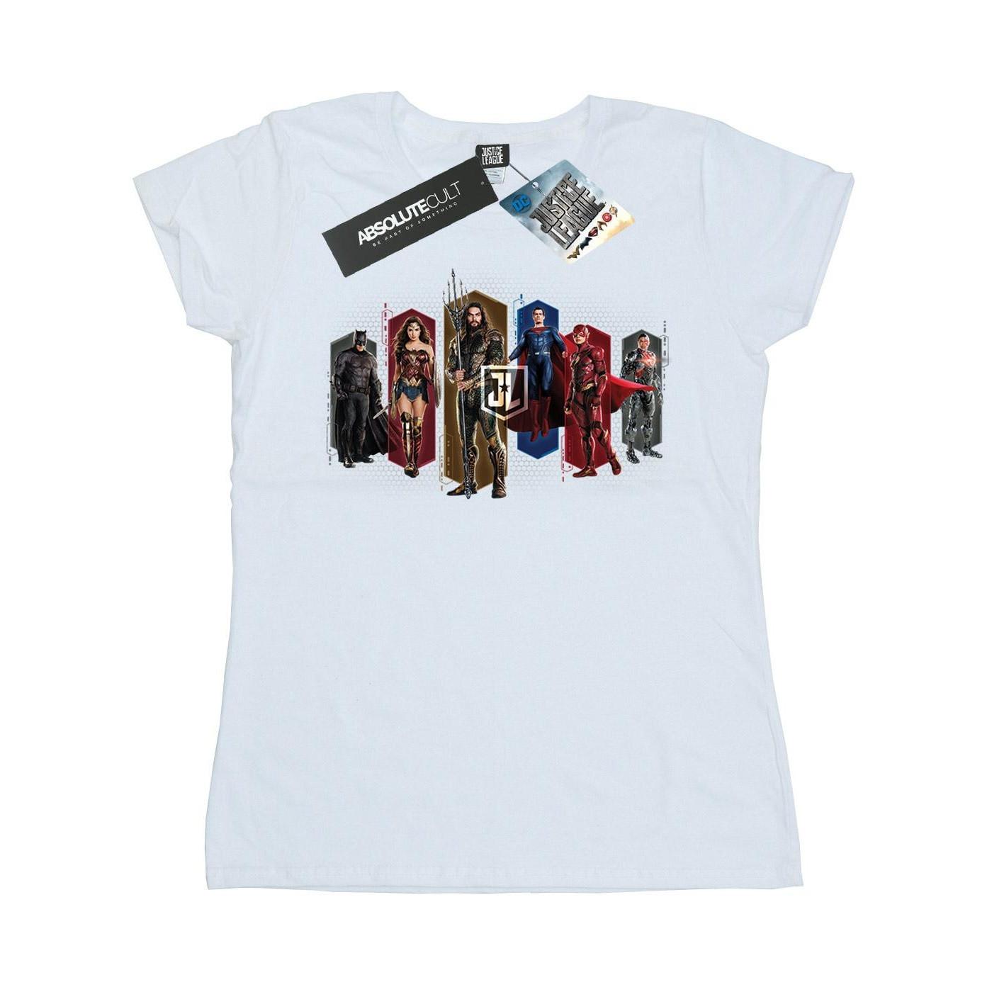 Image of Justice League Movie Team Hexagons Tshirt Damen Weiss XL