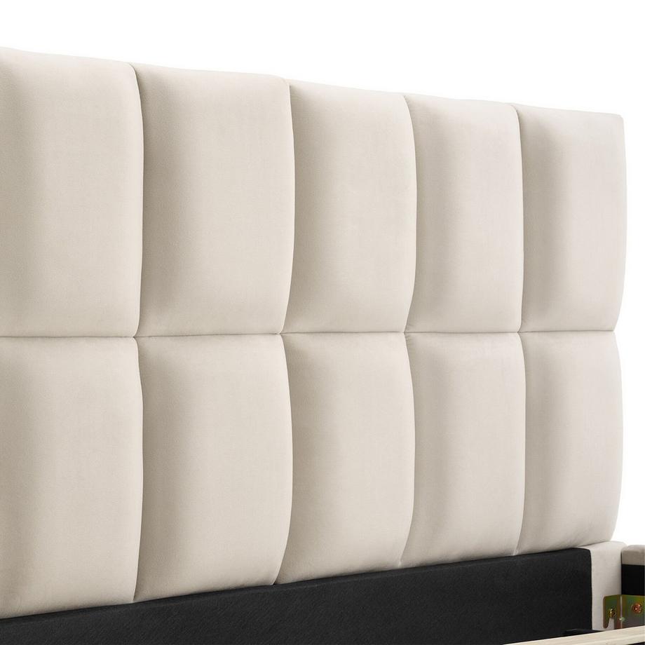 Tectake Lit rembourré Shirley Revêtement en velours avec motif matelassé  