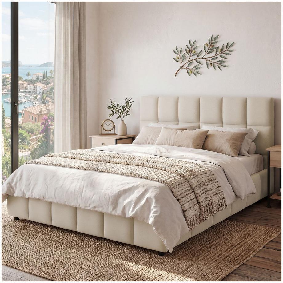 Letto imbottito Shirley Rivestimento in velluto con motivo trapuntato