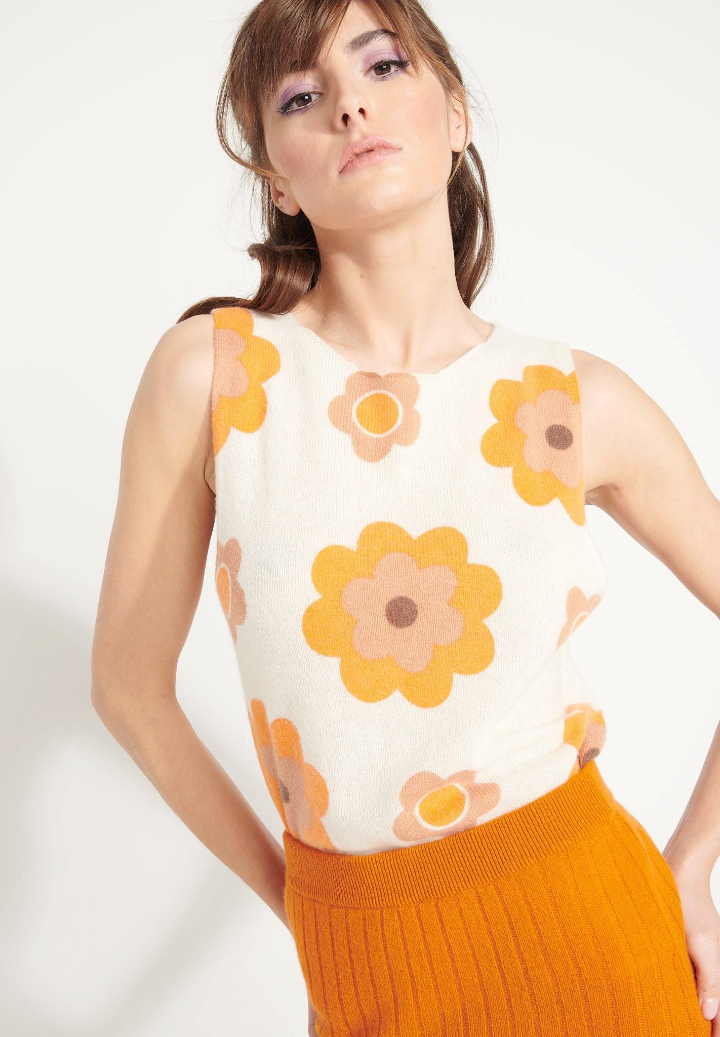 Studio Cashmere8  AVA 4 Crop top à fleurs - 100% cachemire déjaugé 