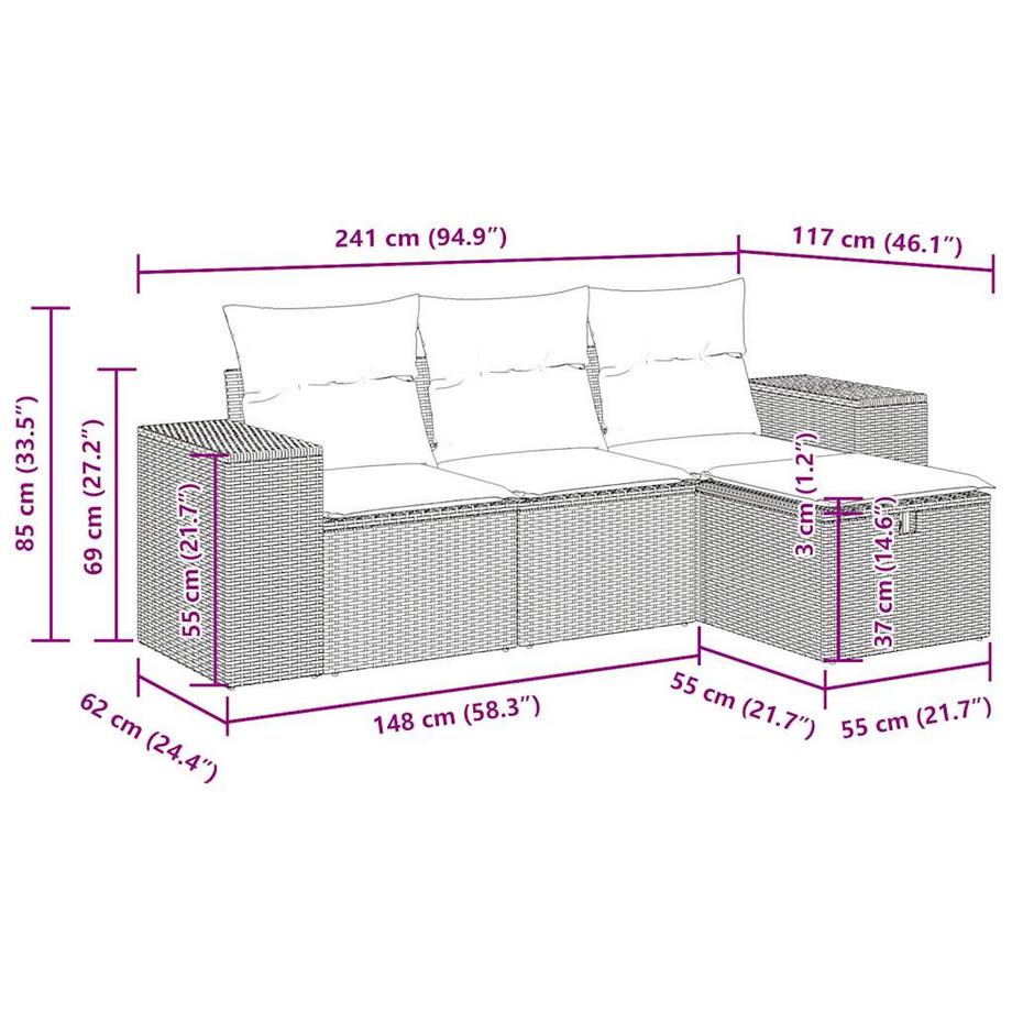 VidaXL set di divani da giardino Polirattan  
