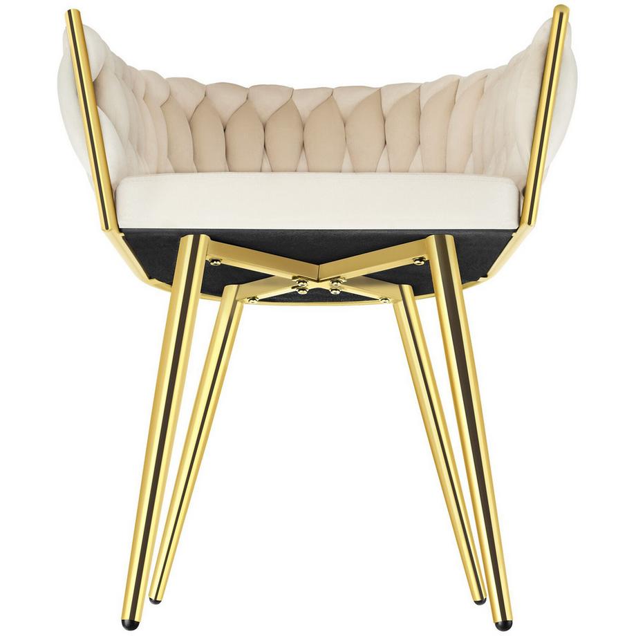 Tectake Set Esszimmerstuhl Astano gepolstert, mit Samtbezug, Knotendesign durchgehende Lehne  