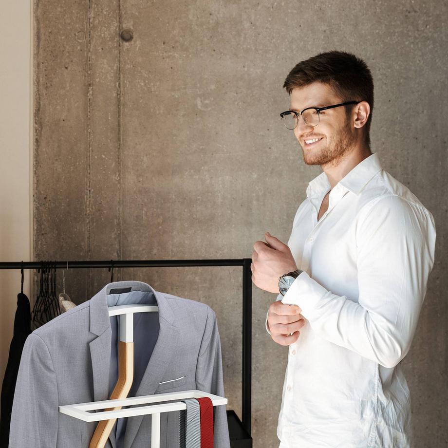 Northix Appendiabiti in legno bianco e metallo  