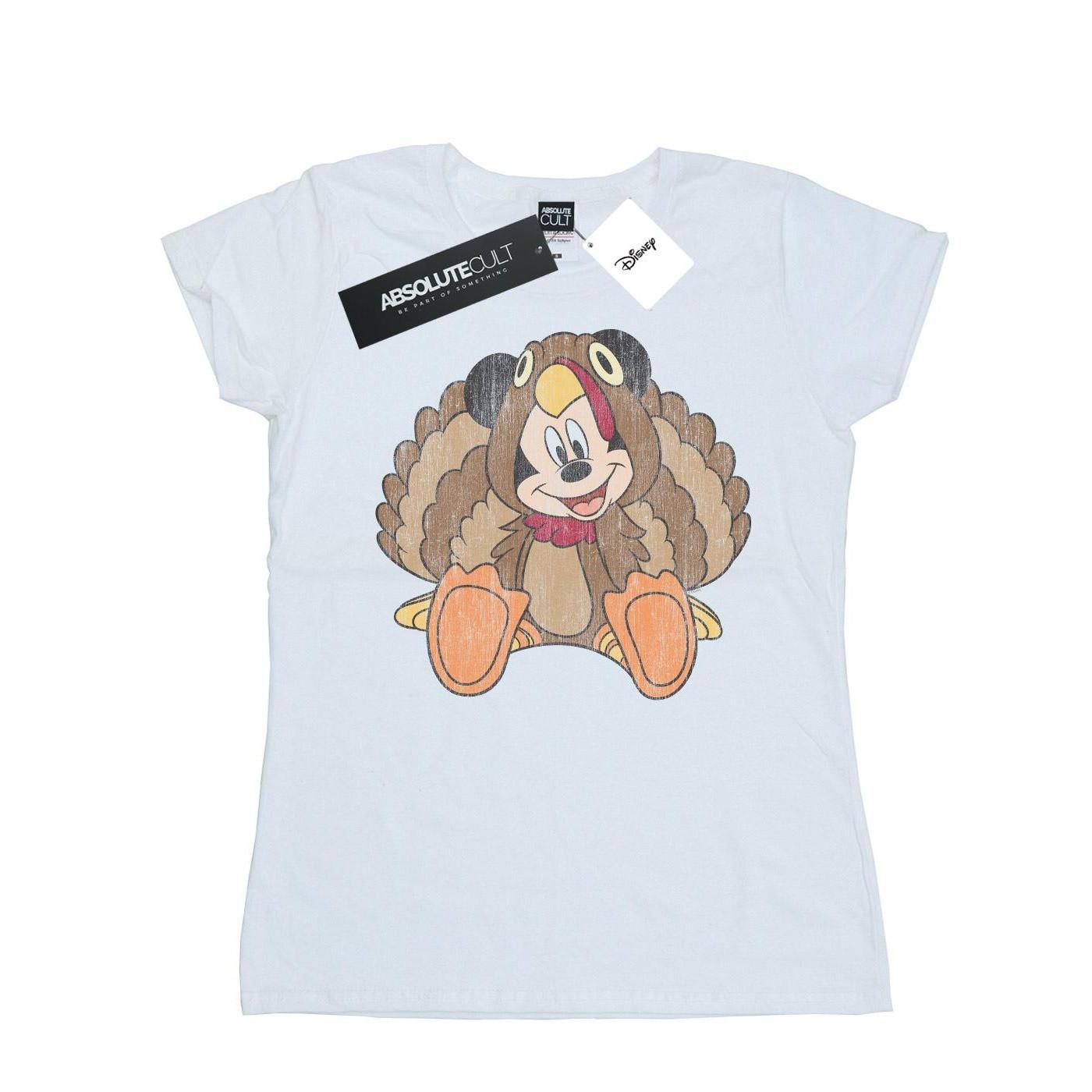 Image of Mickey Mouse Thanksgiving Turkey Costume Tshirt Damen Weiss L