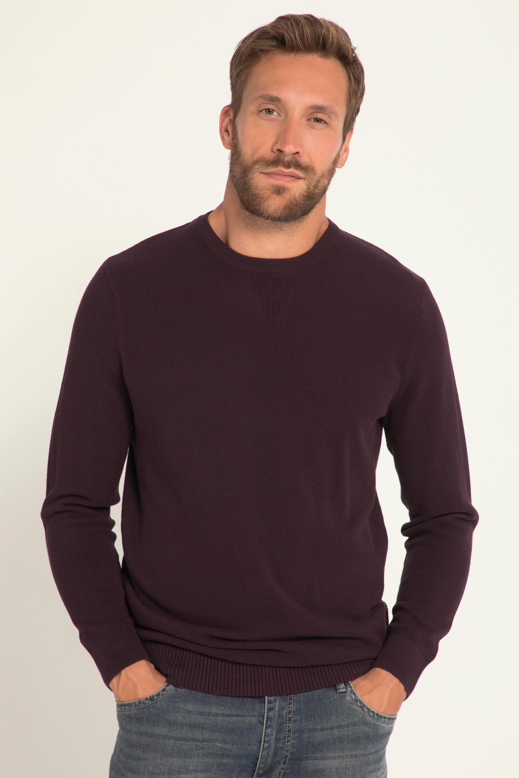 JP1880  Pullover, Cashmere-Touch, TwoTone, Strickmuster, Rundhals 