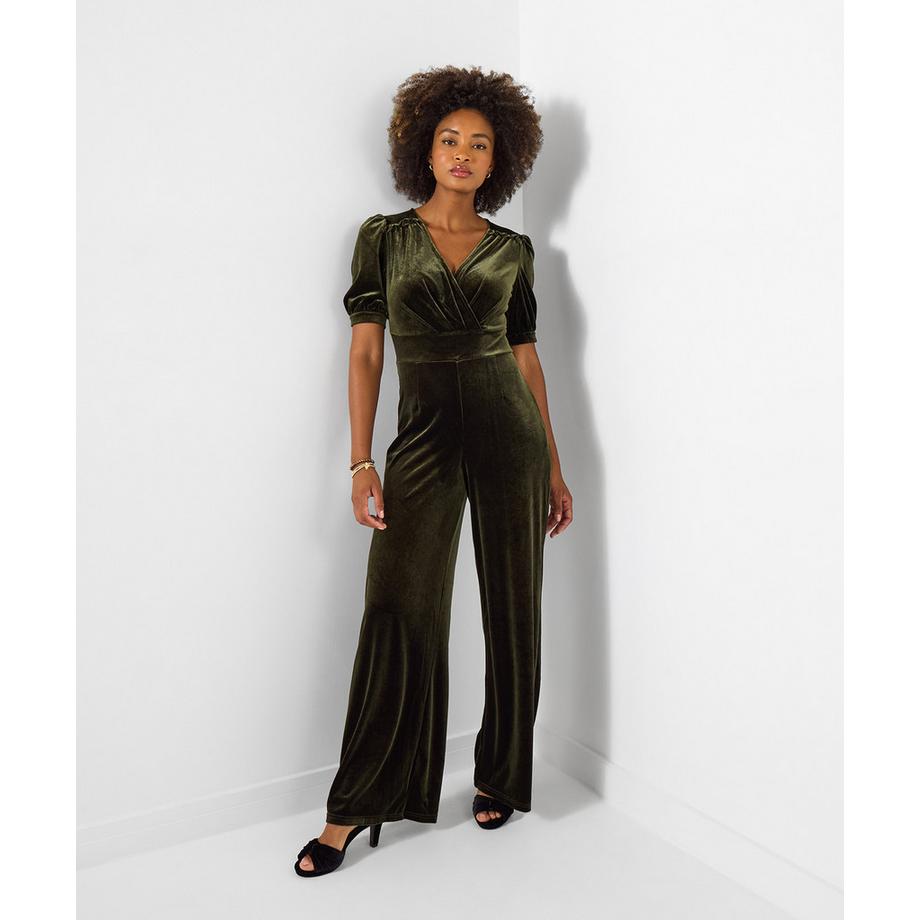 Velours-Jumpsuit mit geradem Bein Zierlich