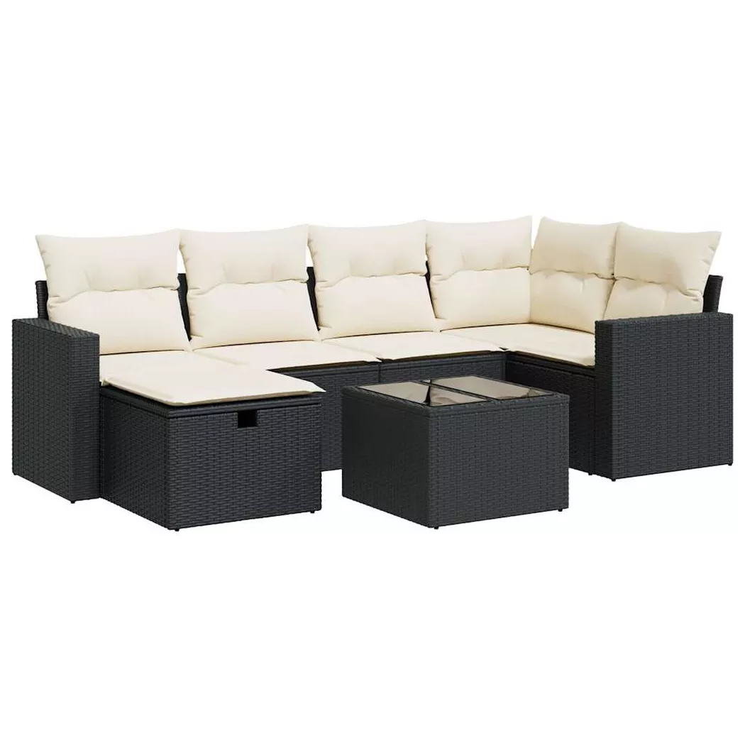 VidaXL - Gartensofa set poly-rattan, One Size, Schwarz