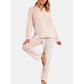 Samt Pyjama Outfit Hose Hemd Elegant Stripes