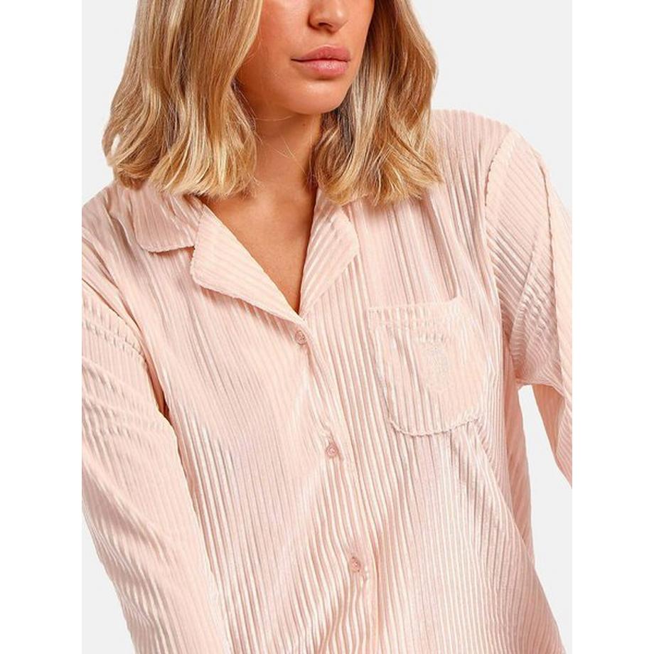 Admas Samt Gestreiftes Pyjama Set  